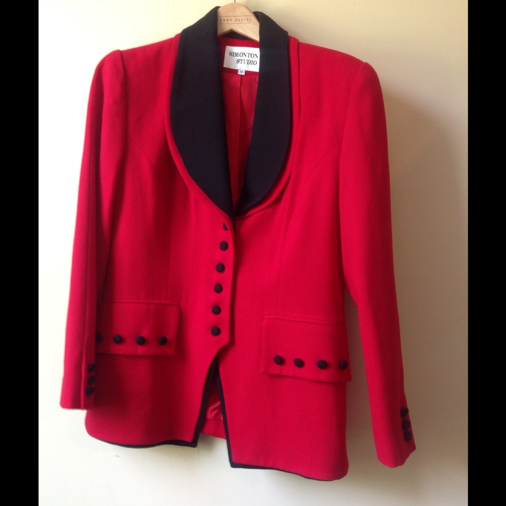 Vintage Red Wool Blazer Simonton Velvet Blazer